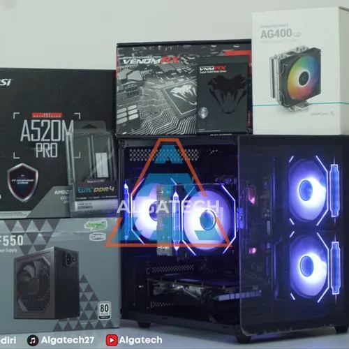 PC GAMING LIVESTREAMING RENDERING MANTAP | AMD RYZEN 5 5600 6 CORE 12 THREAD 4.3GHZ + 8GB VGA RX 580 + 16GB RAM + 512GB NVME + 550W PSU 80+ | Bundling PC